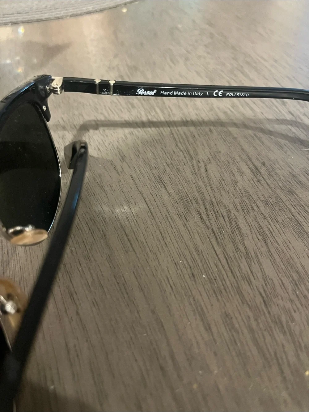 Persol Black & Gold Polarized Semi-Rim Clubmaster Sunglasses Unisex